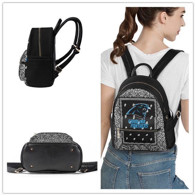 Carolina Panthers PU Leather Casual Backpack 001